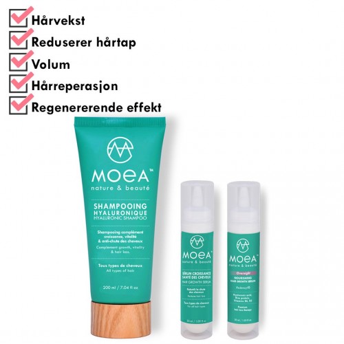 Hårvekstsett: Sjampo, serum og vekstserum over natten