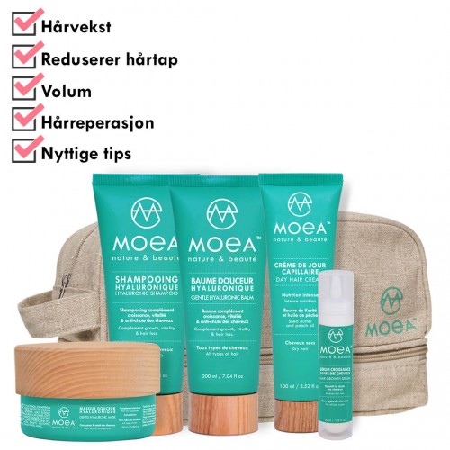VEGAN hårvekstsett: sjampo, balsam, maske, serum og hårkrem